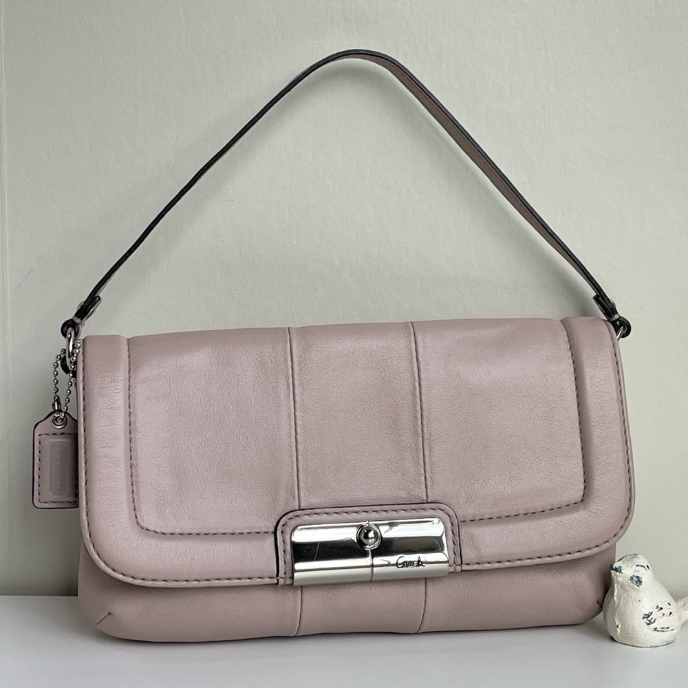 COACH Leather Handbag Wristlet Pale Pink With Cancer Awareness Hangtag - Picture 7 of 16